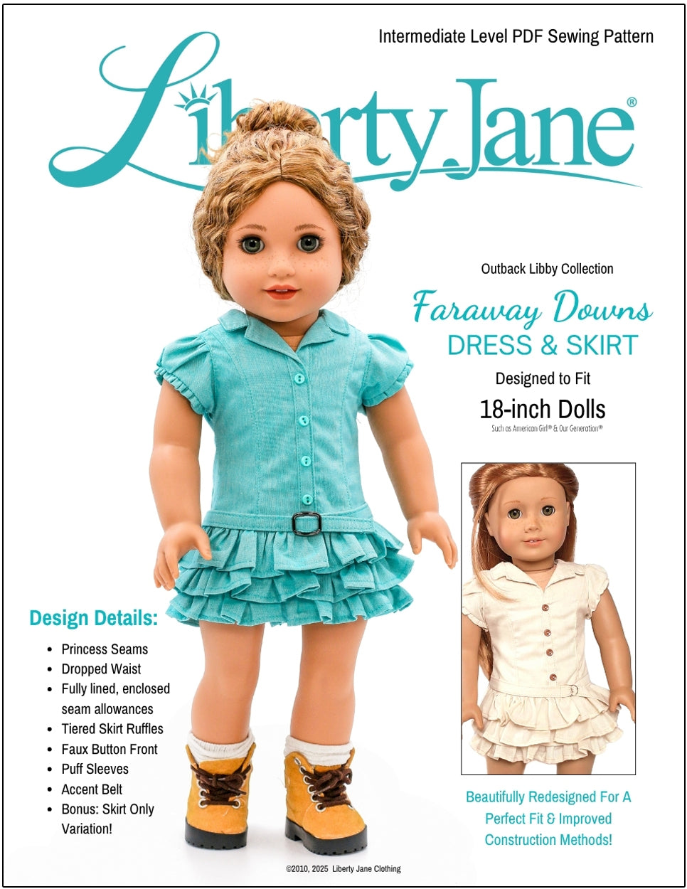 Liberty Jane 18 Inch Modern Faraway Downs Dress 18" Doll Clothes Pattern Pixie Faire