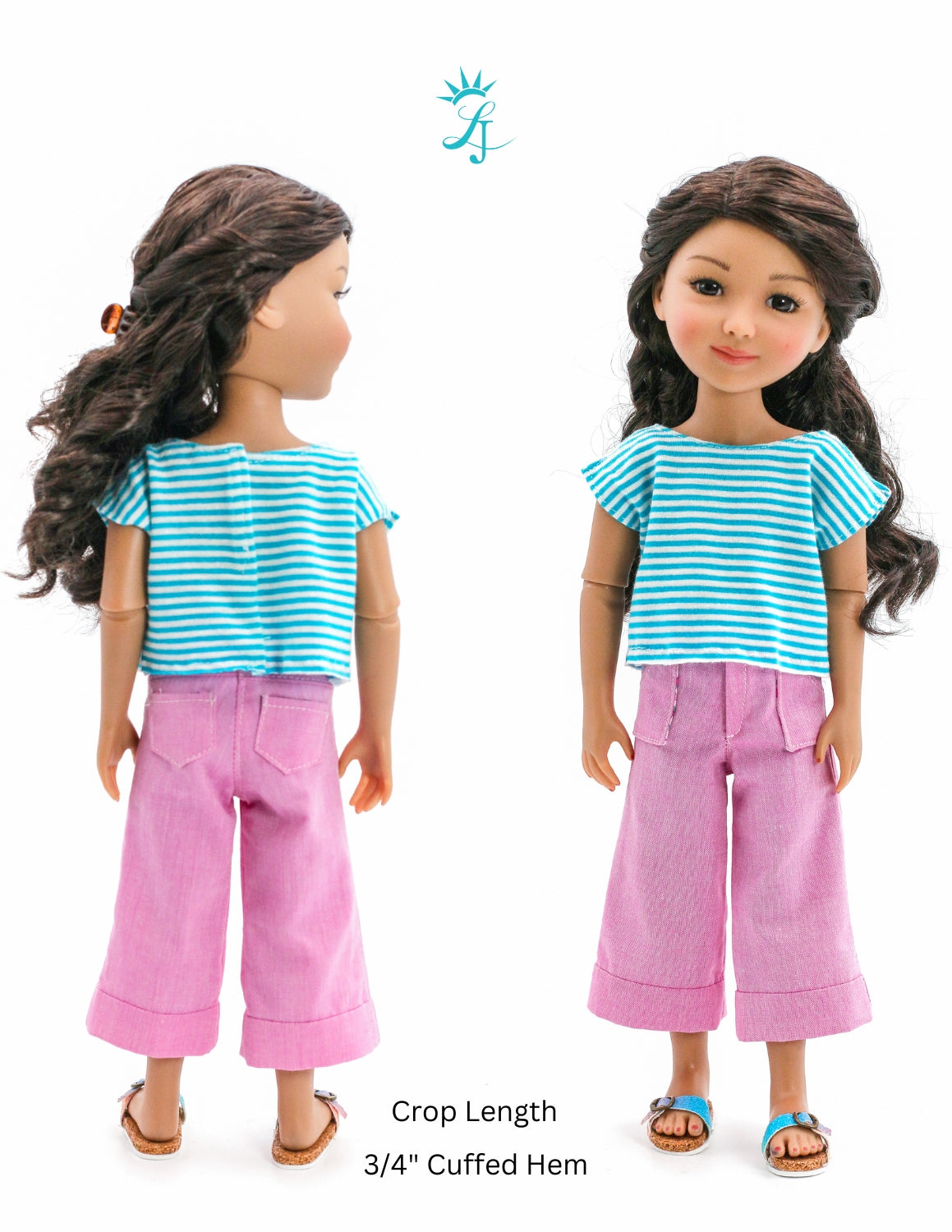 Liberty Jane Ruby Red Fashion Friends Wide Leg Jeans Doll Clothes Pattern For 15" Ruby Red Fashion Friends Pixie Faire