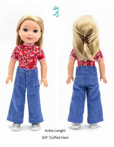 Liberty Jane WellieWishers Wide Leg Jeans 14.5" Doll Clothes Pattern Pixie Faire