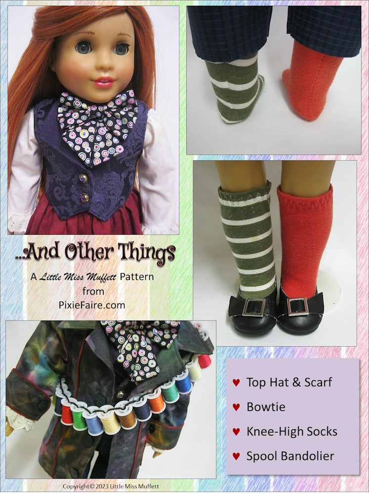 Little Miss Muffett 18 Inch Boy Doll Hat Matters 18 Inch Doll Clothes and Accessories Pattern Bundle Options Pixie Faire