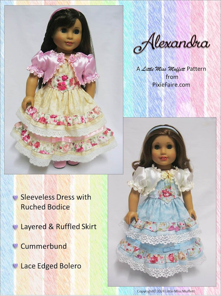 Little Miss Muffett 18 Inch Modern Alexandra 18" Doll Clothes Pattern Pixie Faire