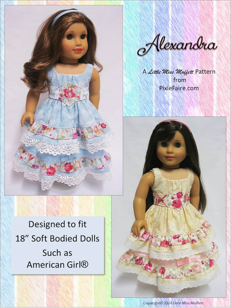 Little Miss Muffett 18 Inch Modern Alexandra 18" Doll Clothes Pattern Pixie Faire