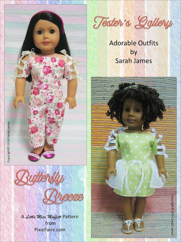 Little Miss Muffett 18 Inch Modern Butterfly Breeze Dress or Jumpsuit 18" Doll Clothes Pattern Pixie Faire