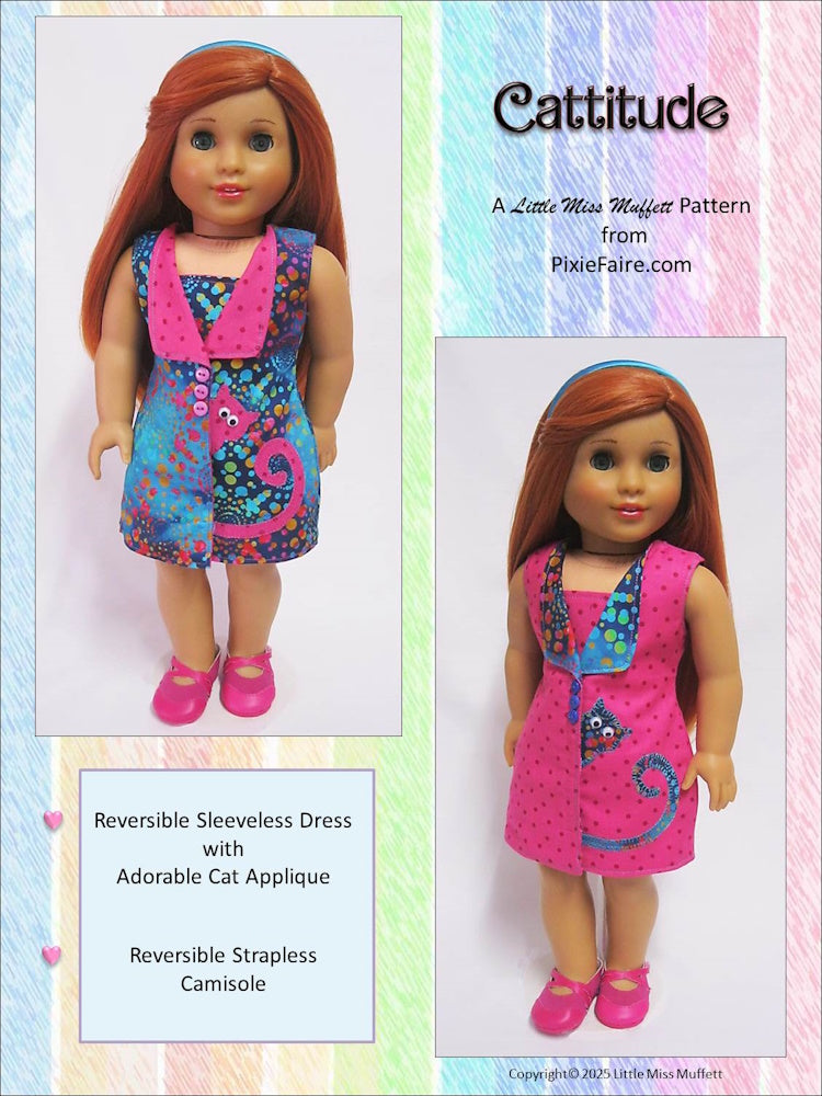 Little Miss Muffett 18 Inch Modern Cattitude 18" Doll Clothes Pattern Pixie Faire