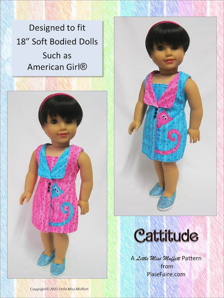 Little Miss Muffett 18 Inch Modern Cattitude 18" Doll Clothes Pattern Pixie Faire
