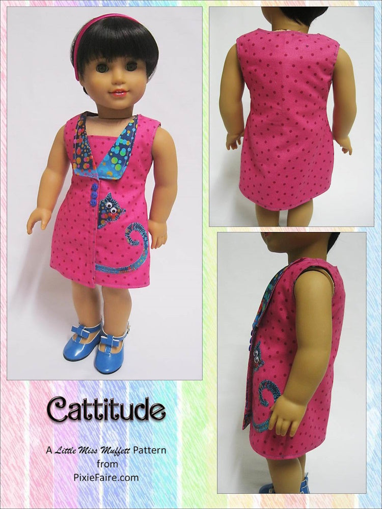 Little Miss Muffett 18 Inch Modern Cattitude 18" Doll Clothes Pattern Pixie Faire