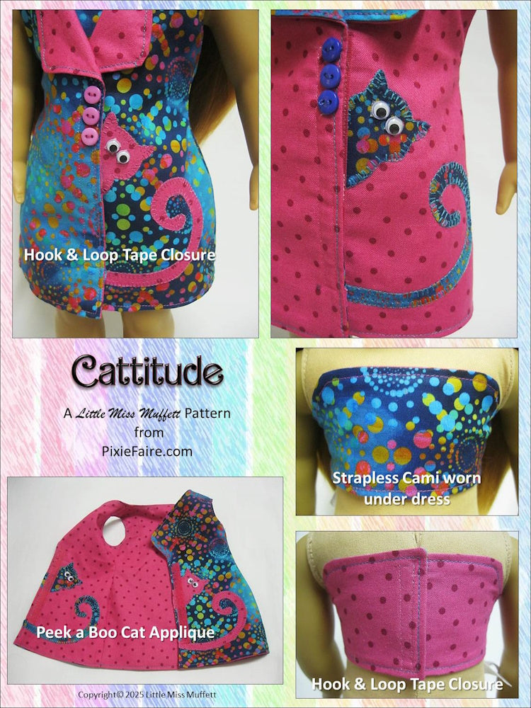 Little Miss Muffett 18 Inch Modern Cattitude 18" Doll Clothes Pattern Pixie Faire