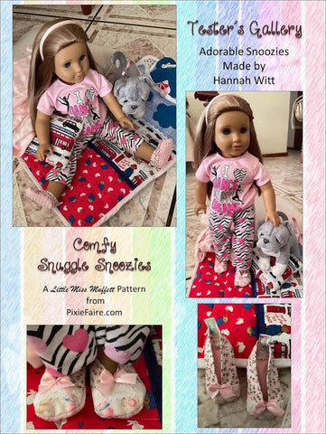 Little Miss Muffett 18 Inch Modern Comfy Snuggle Snoozies 18" Doll Shoe Pattern Pixie Faire