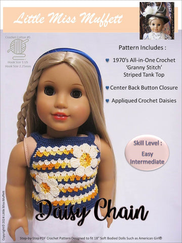 Little Miss Muffett Crochet Daisy Chain Crochet Pattern for 18" Dolls Pixie Faire