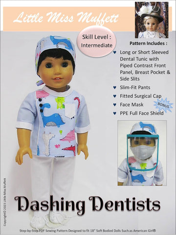 Little Miss Muffett 18 Inch Boy Doll Dashing Dentists 18" Doll Clothes Pattern Pixie Faire