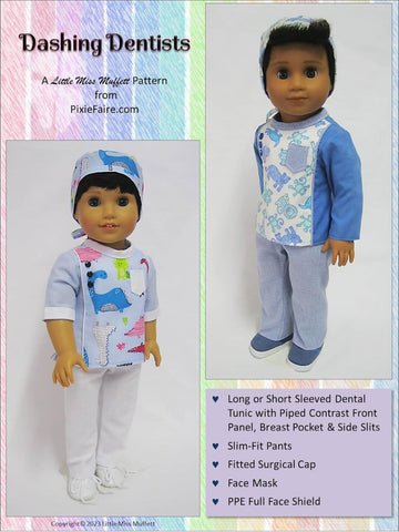 Little Miss Muffett 18 Inch Boy Doll Dashing Dentists 18" Doll Clothes Pattern Pixie Faire