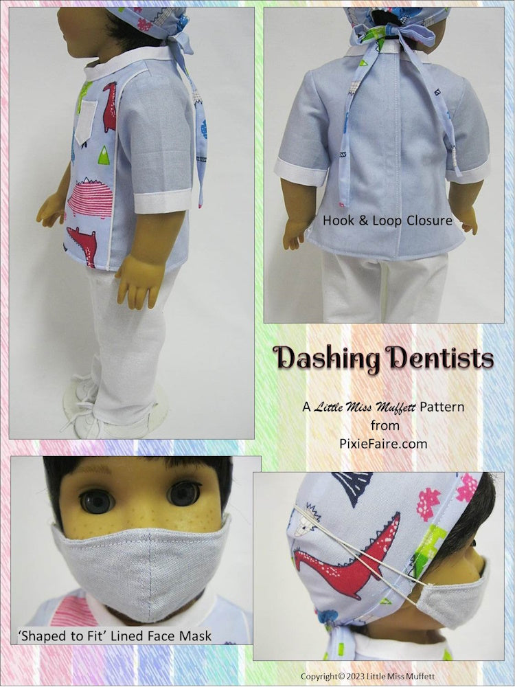 Little Miss Muffett 18 Inch Boy Doll Dashing Dentists 18" Doll Clothes Pattern Pixie Faire