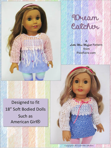 Little Miss Muffett Crochet Dream Catcher Sewing and Crochet 18" Doll Clothes Pattern Pixie Faire