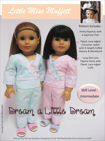 Little Miss Muffett 18 Inch Modern Dream a Little Dream 18" Doll Clothes Pattern Pixie Faire