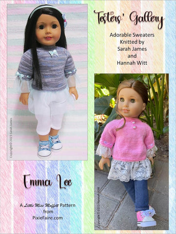 Little Miss Muffett Knitting Emma Lee 18" Doll Clothes Knitting Pattern Pixie Faire