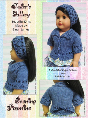 Little Miss Muffett Knitting Evening Jasmine 18" Doll Clothes Knitting Pattern Pixie Faire