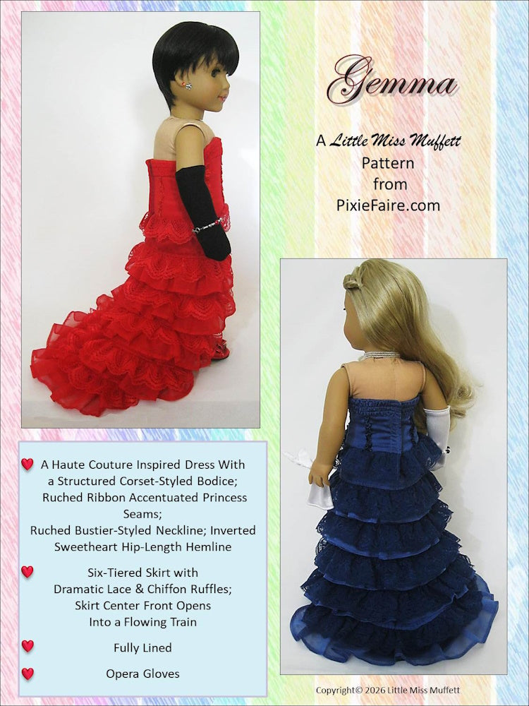 Little Miss Muffett 18 Inch Modern Gemma 18" Doll Clothes Pattern Pixie Faire
