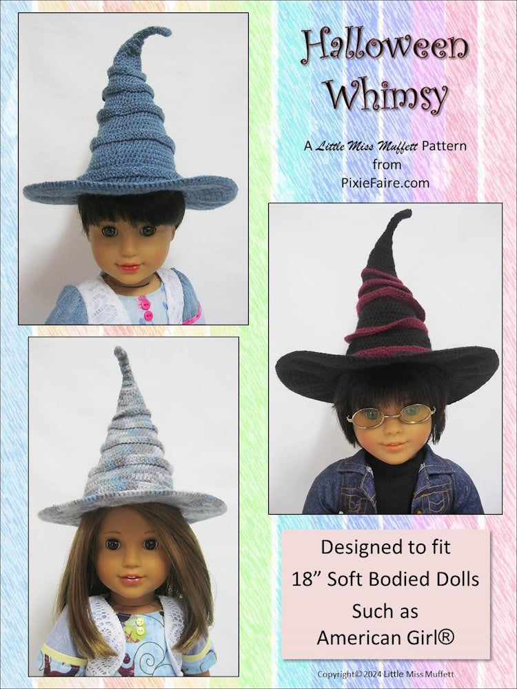 Little Miss Muffett Crochet Halloween Whimsy 18" Doll Clothes Crochet Pattern Pixie Faire