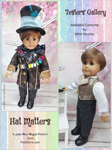 Little Miss Muffett 18 Inch Boy Doll Hat Matters 18 Inch Doll Clothes and Accessories Pattern Bundle Options Pixie Faire