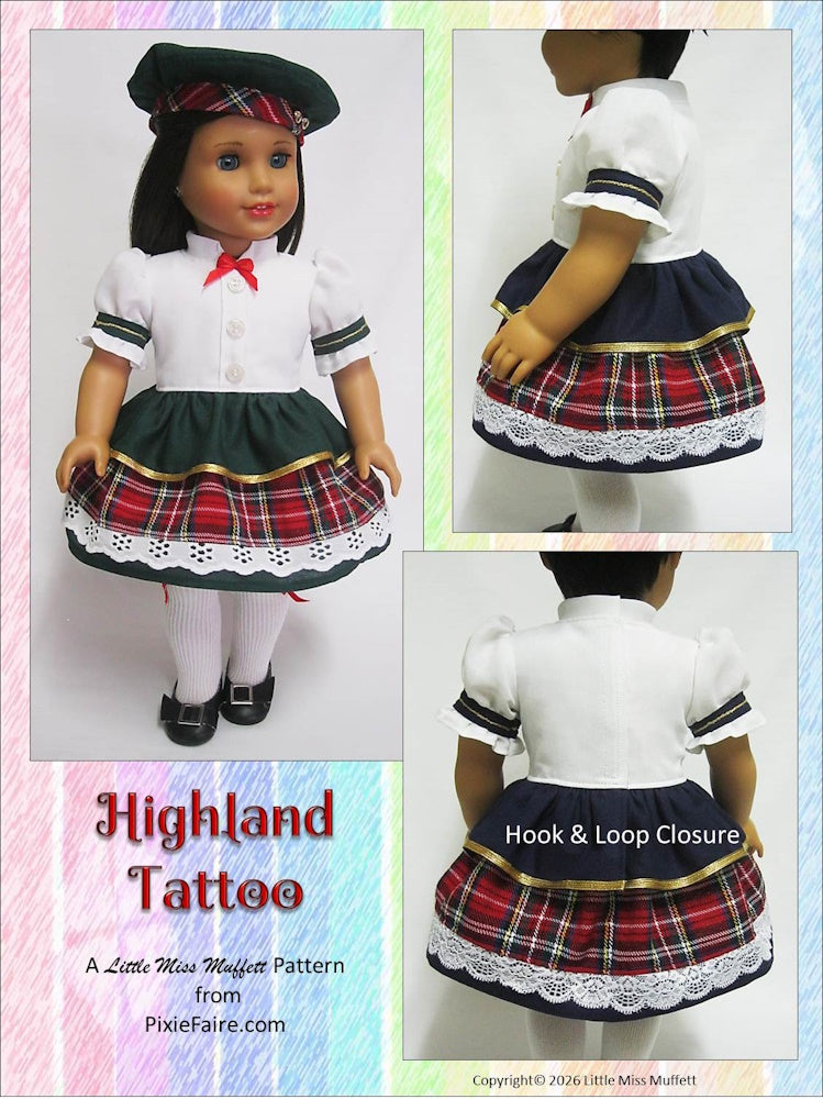 Little Miss Muffett 18 Inch Modern Highland Tattoo 18" Doll Clothes Pattern Pixie Faire