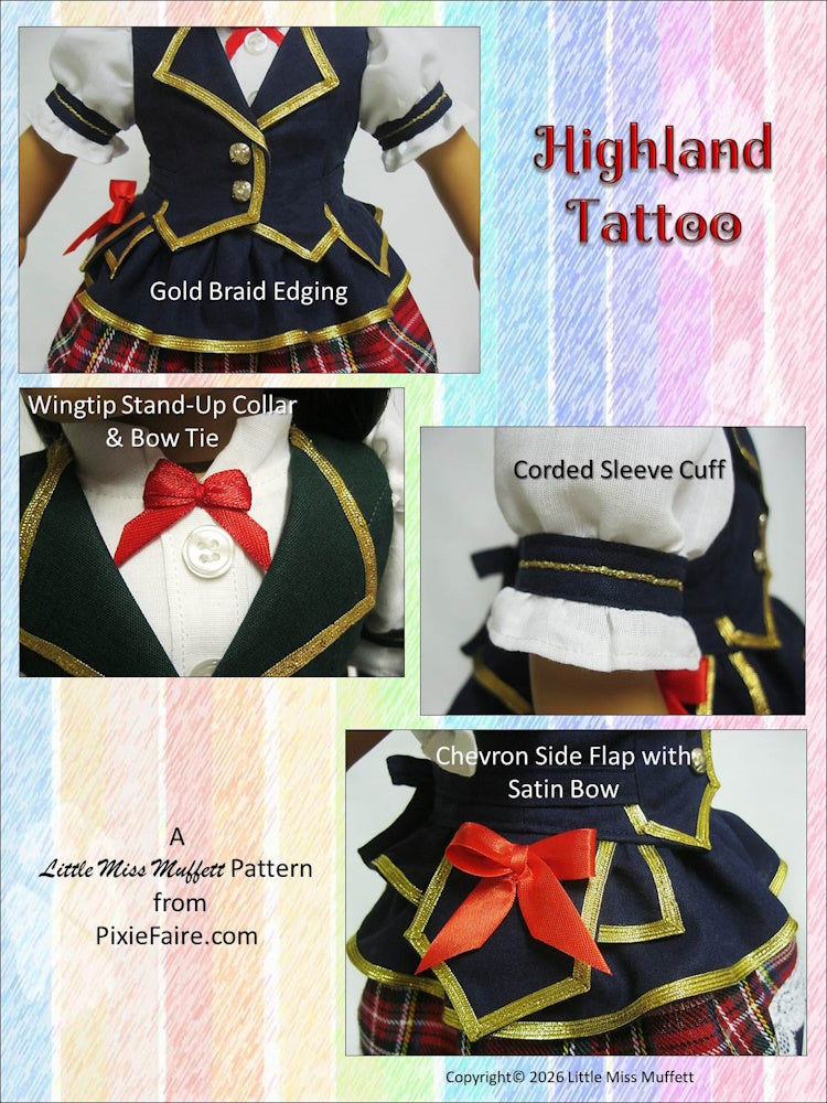 Little Miss Muffett 18 Inch Modern Highland Tattoo 18" Doll Clothes Pattern Pixie Faire