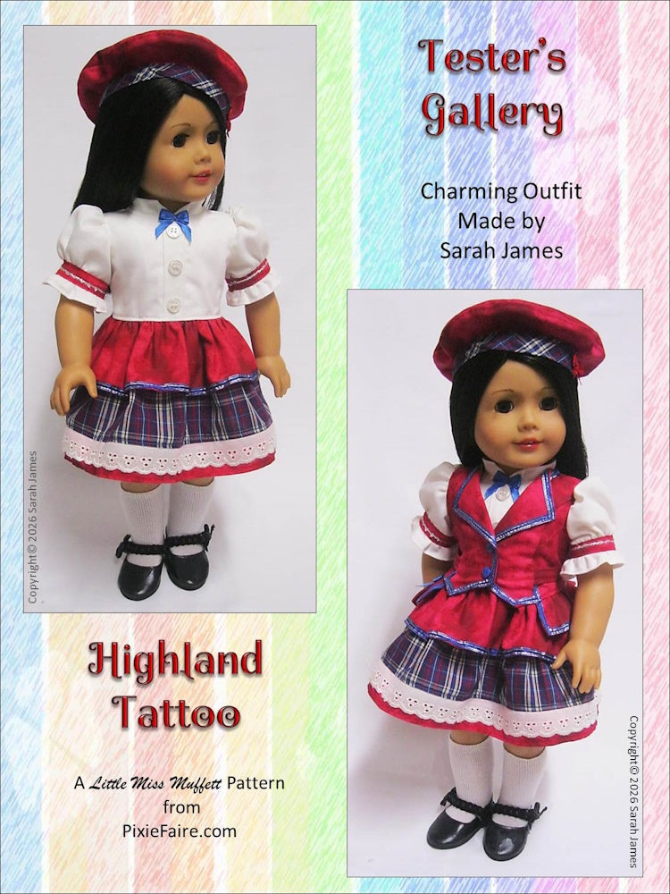 Little Miss Muffett 18 Inch Modern Highland Tattoo 18" Doll Clothes Pattern Pixie Faire