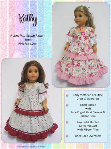 Little Miss Muffett 18 Inch Historical Kathy 18" Doll Clothes Pattern Pixie Faire