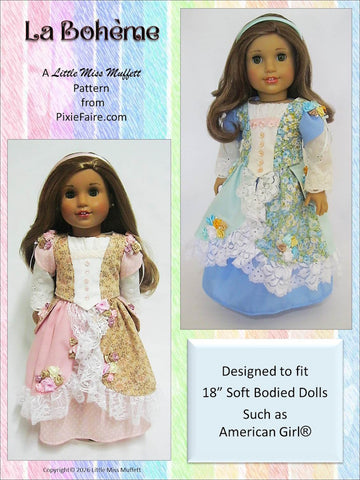 Little Miss Muffett 18 Inch Modern La Bohème 18" Doll Clothes Pattern Pixie Faire