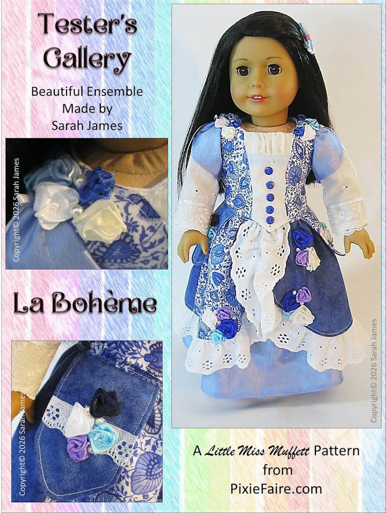 Little Miss Muffett 18 Inch Modern La Bohème 18" Doll Clothes Pattern Pixie Faire