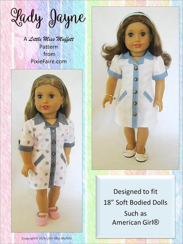 Little Miss Muffett 18 Inch Modern Lady Jayne 18" Doll Clothes Pattern Pixie Faire