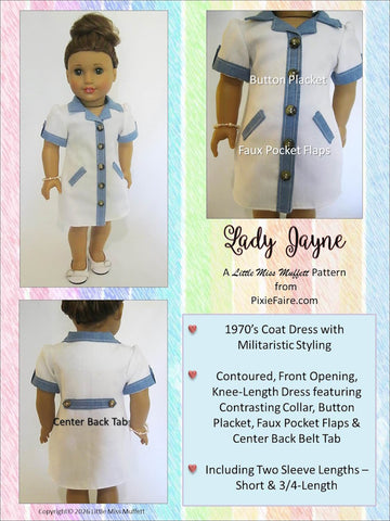 Little Miss Muffett 18 Inch Modern Lady Jayne 18" Doll Clothes Pattern Pixie Faire