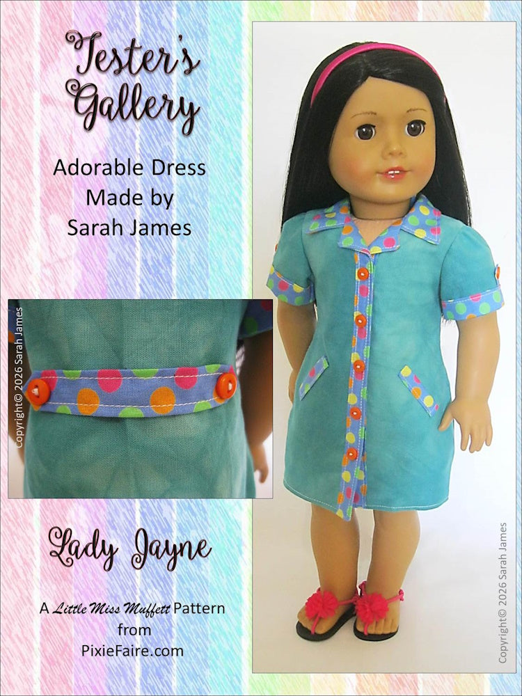 Little Miss Muffett 18 Inch Modern Lady Jayne 18" Doll Clothes Pattern Pixie Faire