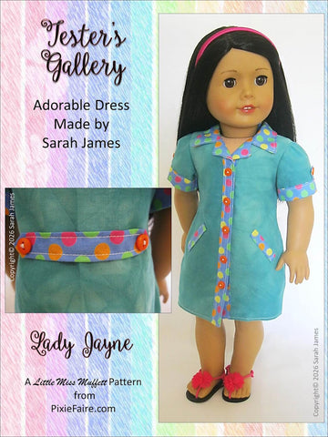 Little Miss Muffett 18 Inch Modern Lady Jayne 18" Doll Clothes Pattern Pixie Faire