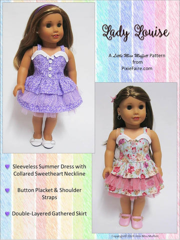 Little Miss Muffett 18 Inch Modern Lady Louise 18" Doll Clothes Pattern Pixie Faire