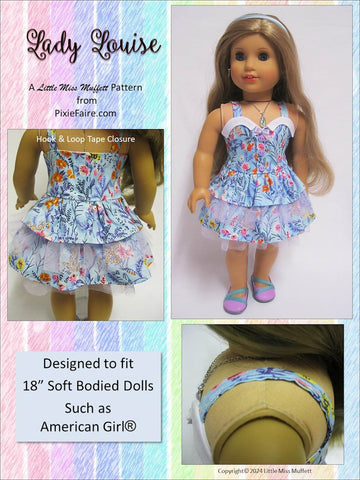 Little Miss Muffett 18 Inch Modern Lady Louise 18" Doll Clothes Pattern Pixie Faire