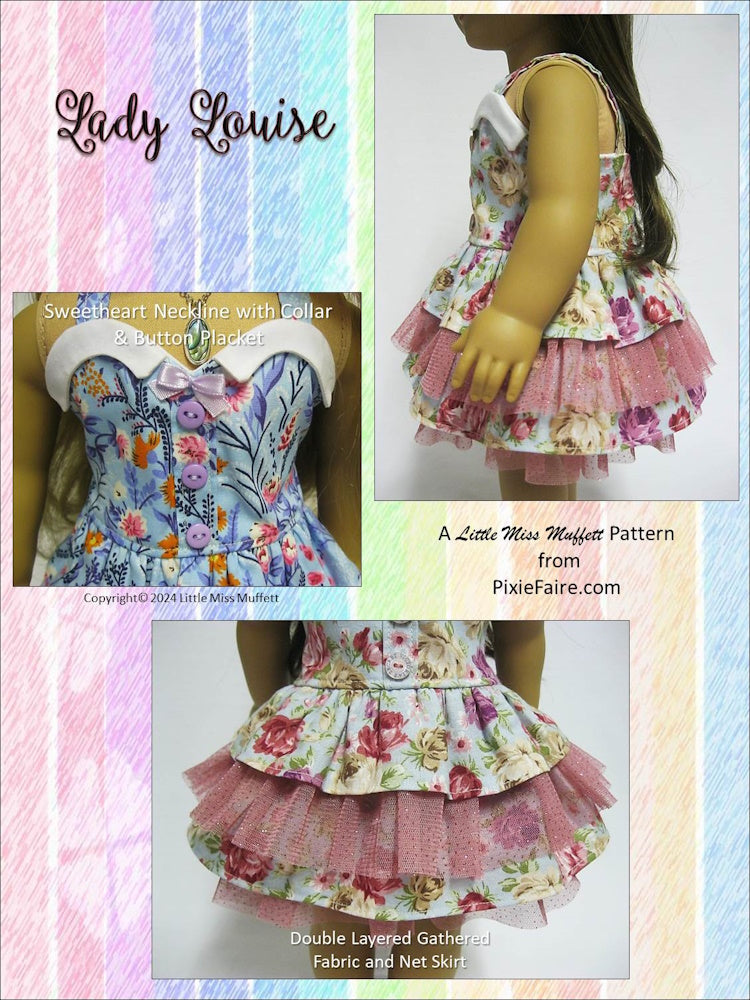Little Miss Muffett 18 Inch Modern Lady Louise 18" Doll Clothes Pattern Pixie Faire