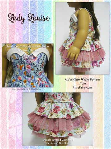 Little Miss Muffett 18 Inch Modern Lady Louise 18" Doll Clothes Pattern Pixie Faire
