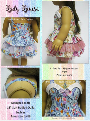 Little Miss Muffett 18 Inch Modern Lady Louise Evening Jasmine Bundle 18" Doll Clothes Pattern Pixie Faire