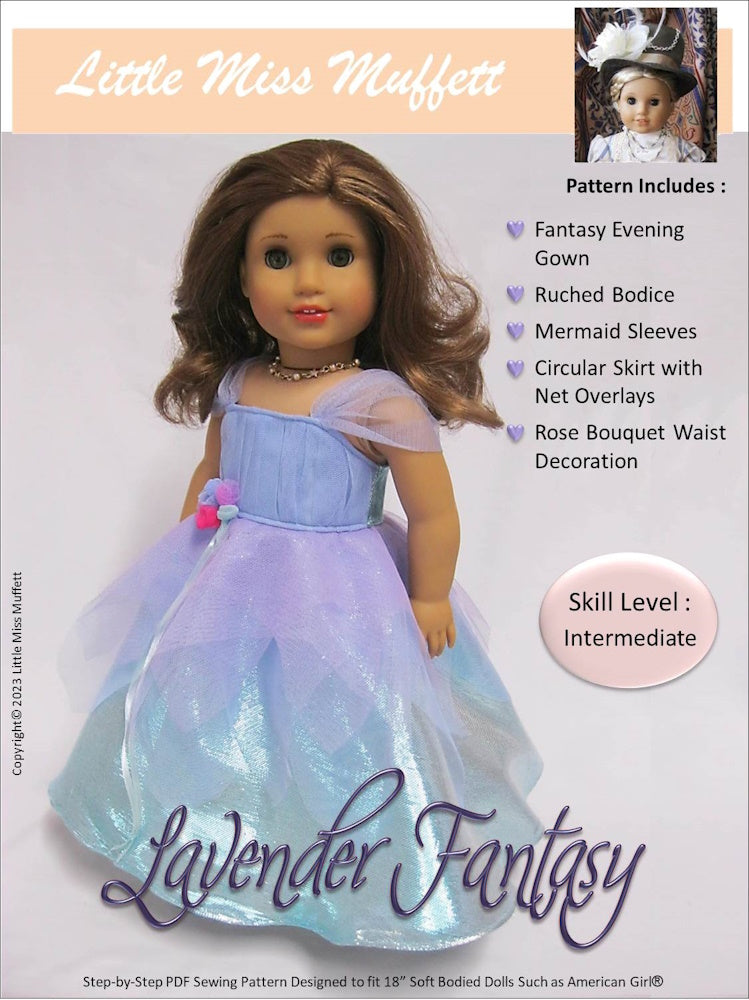 Little Miss Muffett Lavender Fantasy Doll Clothes Pattern 18 inch American Girl Dolls Little Miss Muffett Lavender Fantasy Doll Clothes Pattern 18 inch American Girl Dolls