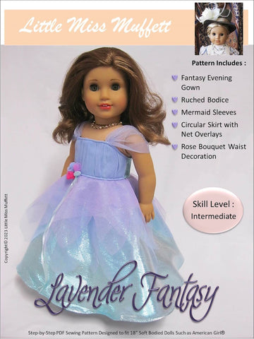 Little Miss Muffett 18 Inch Modern Lavender Fantasy 18" Doll Clothes Pattern Pixie Faire