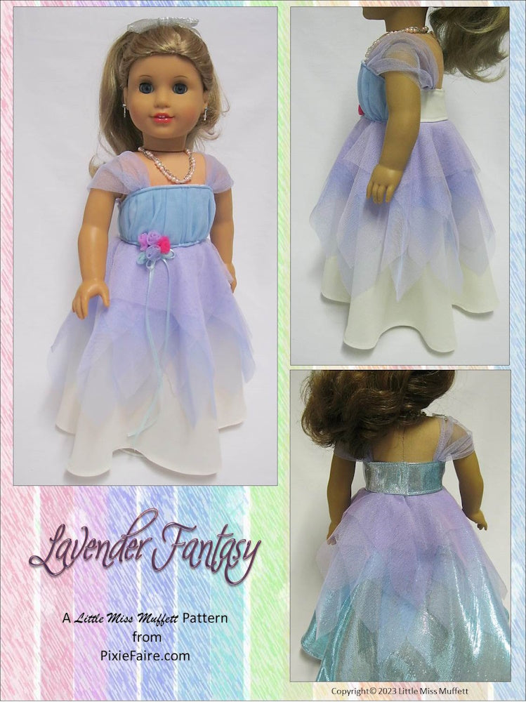 Little Miss Muffett 18 Inch Modern Lavender Fantasy 18" Doll Clothes Pattern Pixie Faire