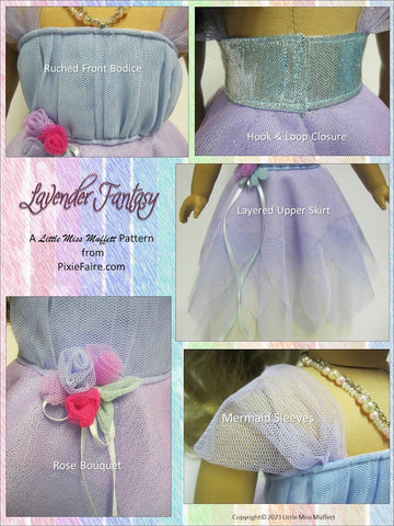 Little Miss Muffett 18 Inch Modern Lavender Fantasy 18" Doll Clothes Pattern Pixie Faire