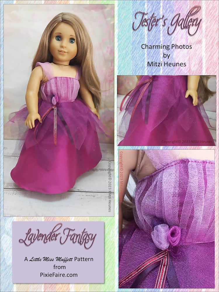 Little Miss Muffett 18 Inch Modern Lavender Fantasy 18" Doll Clothes Pattern Pixie Faire