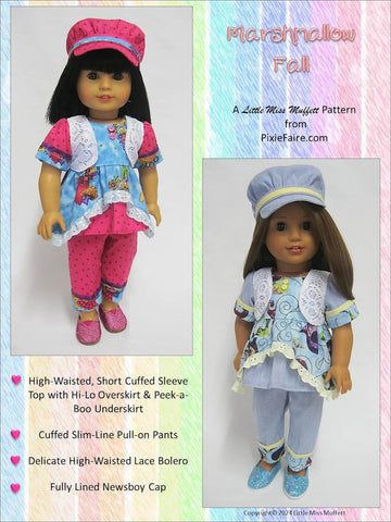 Little Miss Muffett 18 Inch Modern Marshmallow Fall 18" Doll Clothes Pattern Pixie Faire