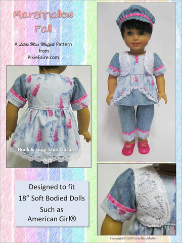 Little Miss Muffett 18 Inch Modern Marshmallow Fall 18" Doll Clothes Pattern Pixie Faire