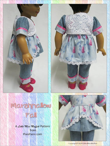 Little Miss Muffett 18 Inch Modern Marshmallow Fall 18" Doll Clothes Pattern Pixie Faire