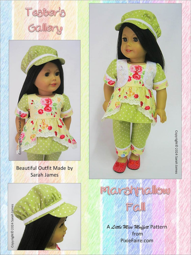 Little Miss Muffett 18 Inch Modern Marshmallow Fall 18" Doll Clothes Pattern Pixie Faire