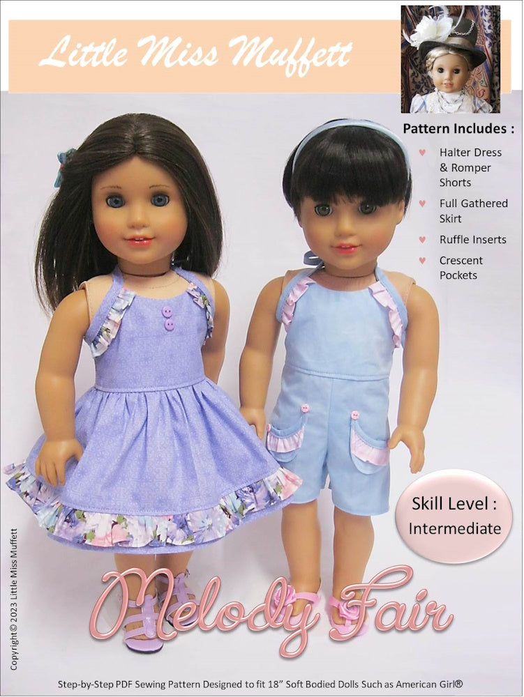Little Miss Muffett 18 Inch Modern Melody Fair 18" Doll Clothes Pattern Pixie Faire
