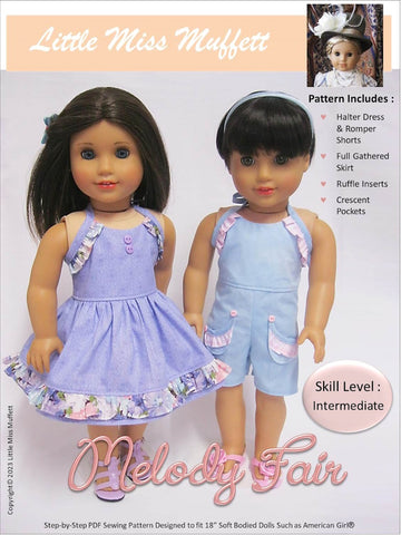 Little Miss Muffett 18 Inch Modern Melody Fair 18" Doll Clothes Pattern Pixie Faire