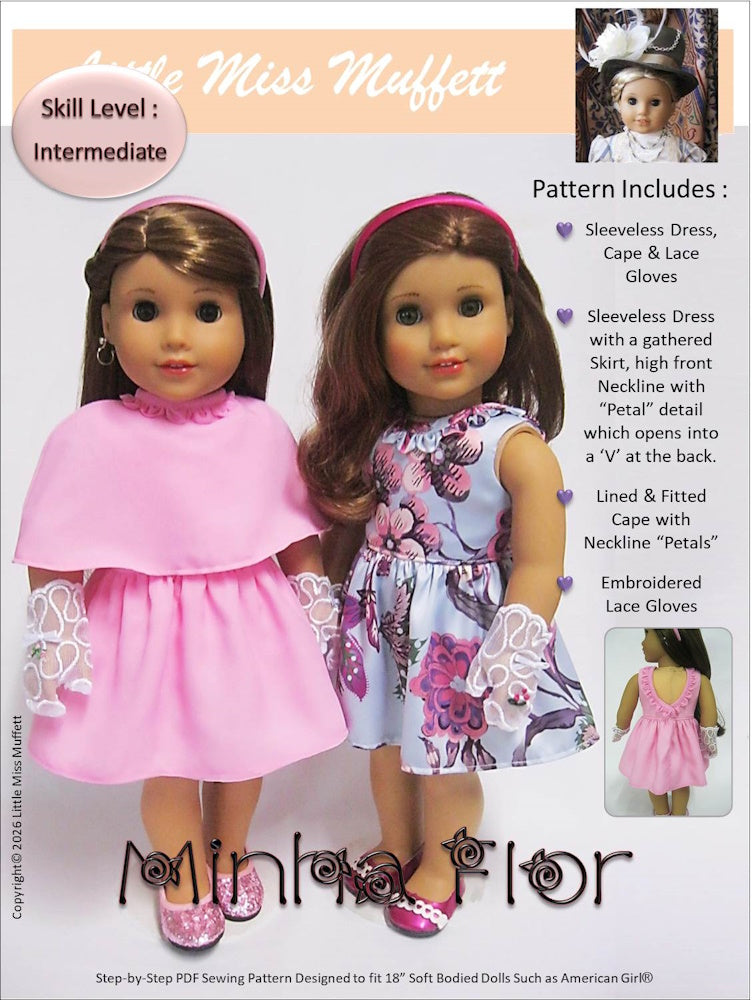 Little Miss Muffett 18 Inch Modern Minha Flor 18" Doll Clothes Pattern Pixie Faire